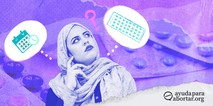 Mujer con hiyab pensando en las pastillas anticonceptivas y el ciclo menstrual