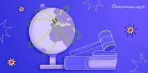 Globe avec un marteau, des livres et des étincelles symbolisant le droit mondial à l'avortement