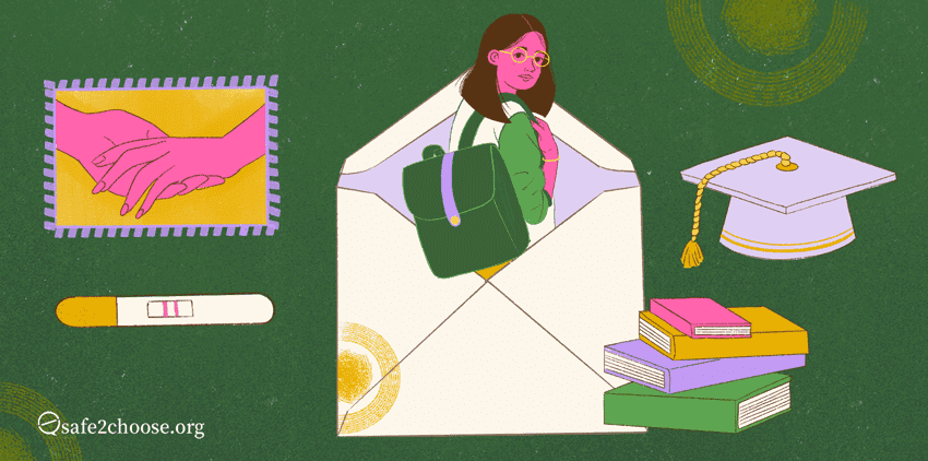 Imagen de una carta de respuesta reflexiva de safe2choose, que ofrece orientación y apoyo sobre el aborto.