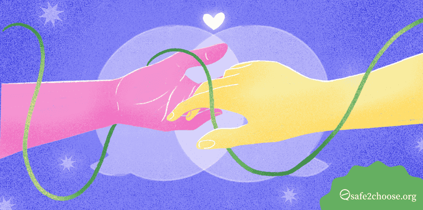 Dos manos tocándose suavemente, simbolizando el apoyo y la conexión después de un aborto.