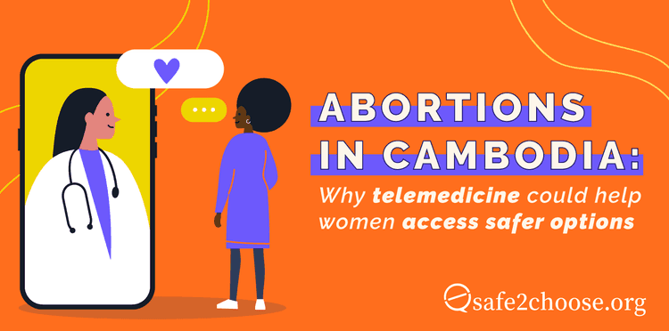 A Cambodian woman offering telemedicine abortion support through a phone to a woman