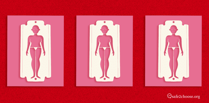 Ilustración educativa sobre el impacto de la mutilación genital femenina en el cuerpo.