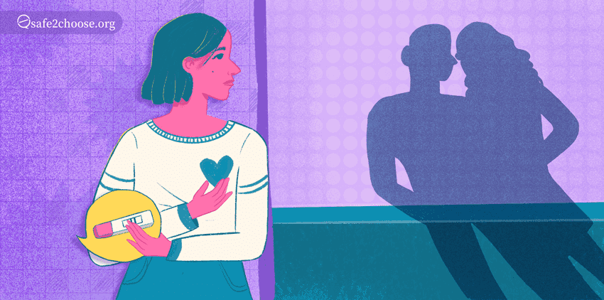 Mukazi ng'akutte ekigeregeza nga yeetegekera okutegeeza abazadde ku lubuto, kisiikirize ky'abagalana mu kibiri.